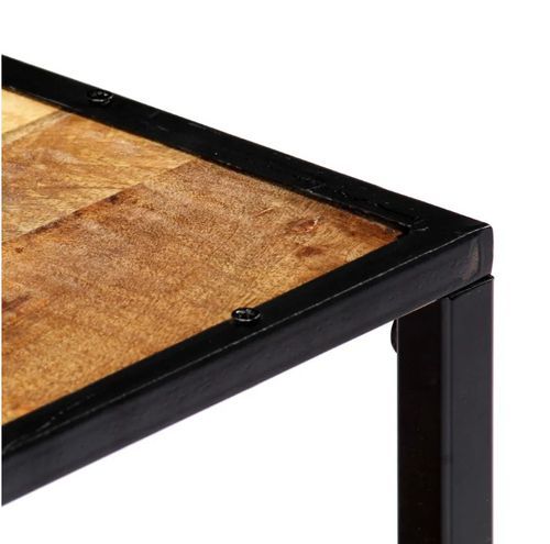 Table basse rectangulaire bois massif clair recyclé et métal noir Souly - Photo n°3; ?>