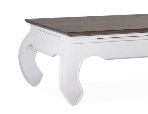 Table basse rectangulaire bois massif de mindi blanc et marron Orpirest 125 cm - Photo n°2; ?>