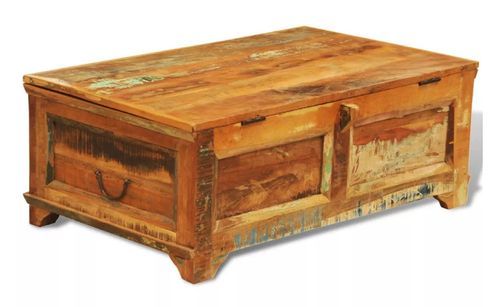 Table basse rectangulaire bois massif foncé recyclé Moust - Photo n°2; ?>