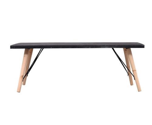 Table basse rectangulaire bois noir et pieds pin massif clair Katsa - Photo n°2; ?>