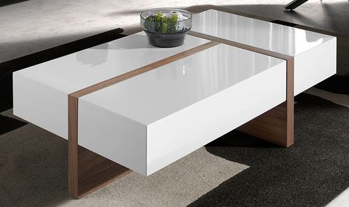 Table basse rectangulaire bois plaqué de noyer bicolore Circé - Photo n°2; ?>