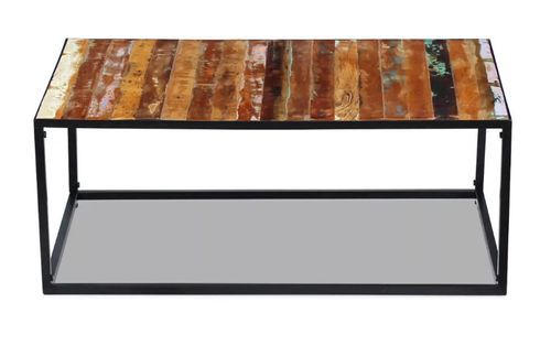 Table basse rectangulaire bois recyclé et métal noir Cloust - Photo n°2; ?>