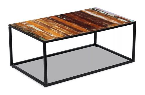 Table basse rectangulaire bois recyclé et métal noir Cloust - Photo n°3; ?>