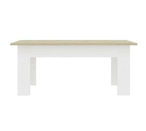 Table basse rectangulaire chêne clair et blanc Evi - Photo n°3; ?>