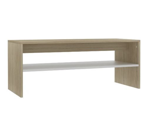Table basse rectangulaire chêne clair et bois blanc Sonya - Photo n°3; ?>