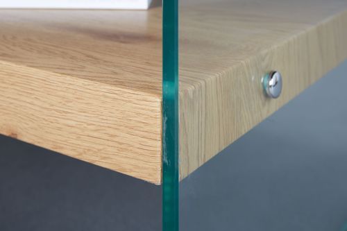 Table basse rectangulaire bois chêne clair et verre Neena - Photo n°3; ?>