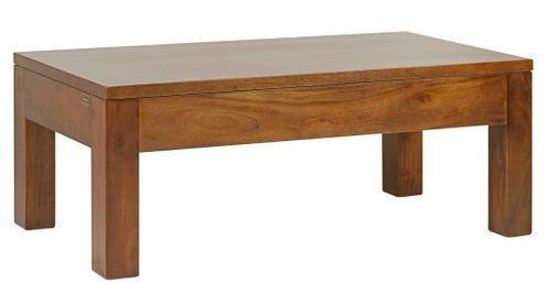 Table basse rectangulaire coloniale en bois d'acajou massif 2 tiroirs Falkane 110 cm - Photo n°2; ?>