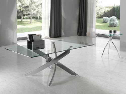 Table basse rectangulaire design acier chromé et verre trempé Princia 120 cm - Photo n°2; ?>