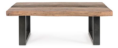 Table basse rectangulaire en bois d'acacia sur 2 pieds acier noir Natty 120 cm - Photo n°2; ?>