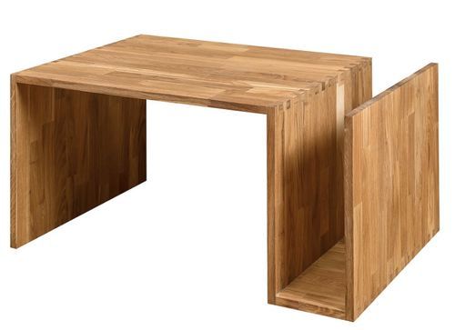 Table basse originale en bois de chêne massif Pablo 90 cm - Photo n°2; ?>
