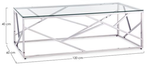 Table basse rectangulaire en verre trempé argent Rani L 120 cm - Photo n°3; ?>