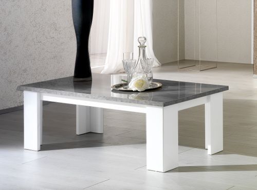 Table basse rectangulaire gris béton et blanc brillant Sting 120 cm - Photo n°2; ?>