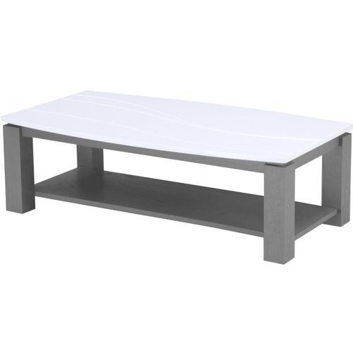 Table basse rectangulaire gris et blanc Oceanne - Photo n°2; ?>