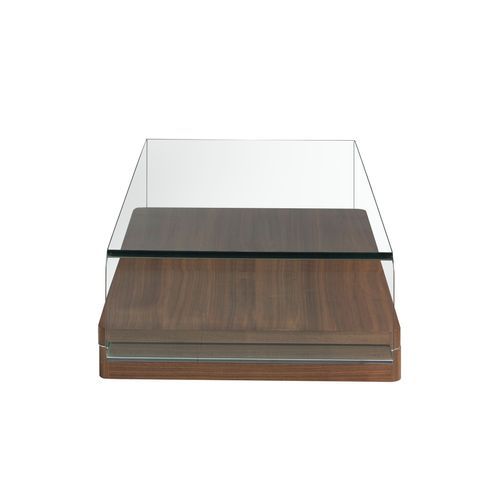 Table basse rectangulaire Lona 120 cm - Élégance du noyer et verre trempé - Photo n°3; ?>