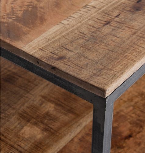 Table basse rectangulaire manguier massif clair et métal noir Rent - Photo n°3; ?>