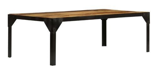Table basse rectangulaire manguier massif foncé et métal noir Maneci - Photo n°2; ?>