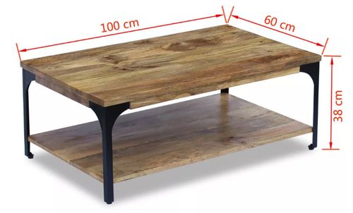 Table basse rectangulaire manguier massif foncé et pieds métal noir Induka - Photo n°3; ?>