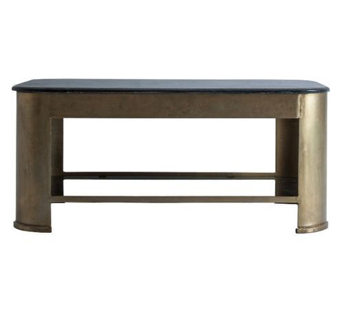 Table basse rectangulaire marbre noir et métal doré Nood - Photo n°2; ?>