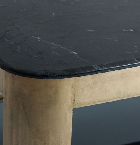 Table basse rectangulaire marbre noir et métal doré Nood - Photo n°3; ?>