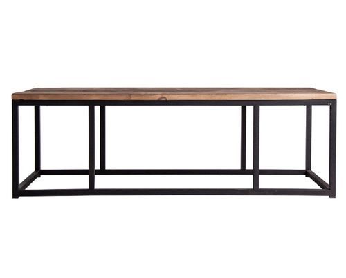 Table basse rectangulaire pin massif recyclé clair et métal noir Coben - Photo n°2; ?>