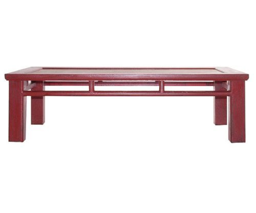 Table basse rectangulaire pin massif rouge vieilli Betina - Photo n°2; ?>