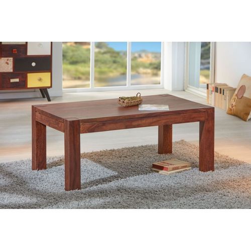 Table basse rectangulaire bois massif marron Raizi 110 cm - Photo n°2; ?>