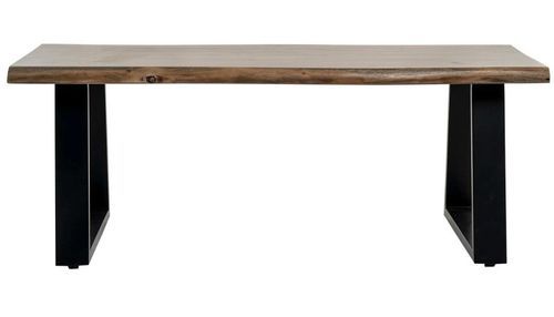 Table basse rectangulaire style industriel bois d'acacia et métal noir laqué mat Kibar 120 cm - Photo n°2; ?>