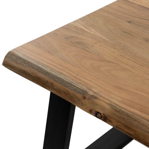 Table basse rectangulaire style industriel bois d'acacia et métal noir laqué mat Kibar 120 cm - Photo n°3; ?>