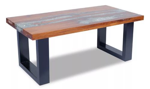 Table basse rectangulaire teck massif clair et manguier noir Tamie 2 - Photo n°3; ?>