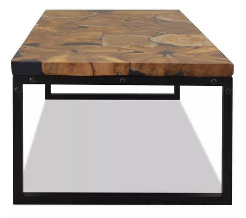 Table basse rectangulaire teck massif recyclé et métal noir Mita - Photo n°3; ?>