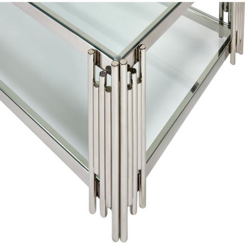 Table basse rectangulaire verre et métal chromé Marwa L 123 cm - Photo n°3; ?>