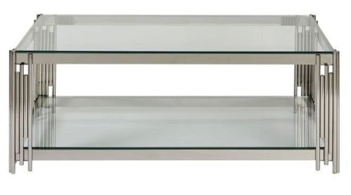 Table basse rectangulaire verre et métal chromé Marwa L 123 cm - Photo n°2; ?>