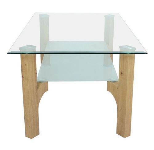 Table basse rectangulaire verre et pieds chêne clair Oré 110 cm - Photo n°2; ?>