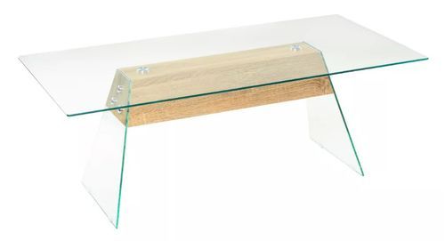 Table basse rectangulaire verre transparent et bois chêne clair Booz - Photo n°3; ?>