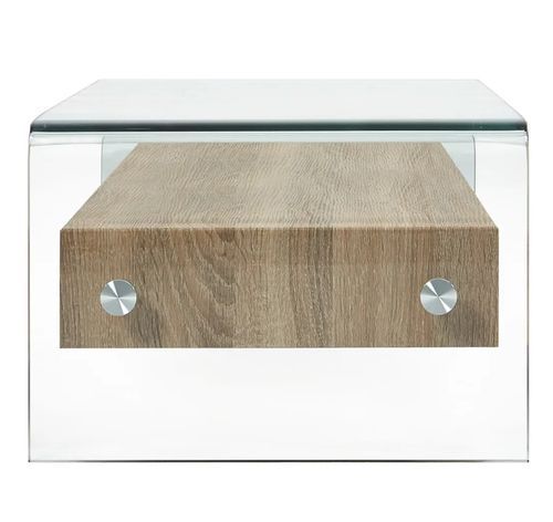 Table basse rectangulaire verre transparent et chêne clair Abyssa - Photo n°3; ?>