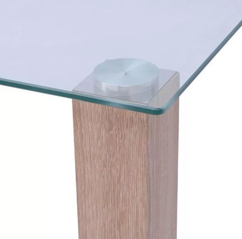Table basse rectangulaire verre trempé et bois beige Shan - Photo n°3; ?>