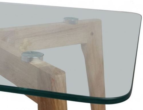 Table basse rectangulaire verre trempé et chêne massif clair Bjorg 90 cm - Photo n°2; ?>