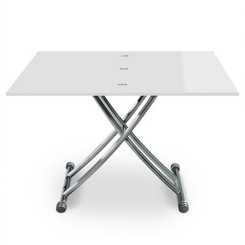 Table basse relevable blanc laqué Kazer L 57/114 x P 100 x H 39/76 cm - Photo n°2; ?>