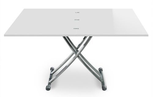 Table basse relevable et extensible blanc laqué Kazer L 120/150 x P 75/120 x H 39/76 cm - Photo n°2; ?>