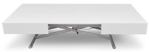 Table basse relevable et extensible blanc laqué Sunda L 120/155/190 x H 40/75 x P 80 cm - Photo n°2; ?>