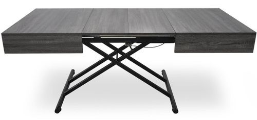 Table basse relevable et extensible bois gris vintage Sunda L 120/155/190 x H 40/75 x P 80 cm - Photo n°3; ?>