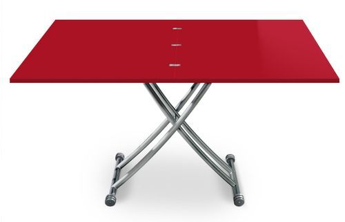 Table basse relevable et extensible rouge laqué Kazer L 120/150 x P 75/120 x H 39/76 cm - Photo n°2; ?>