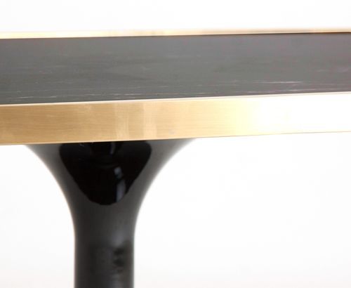 Table basse résine imitation marbre noir et métal doré Nath - Photo n°2; ?>