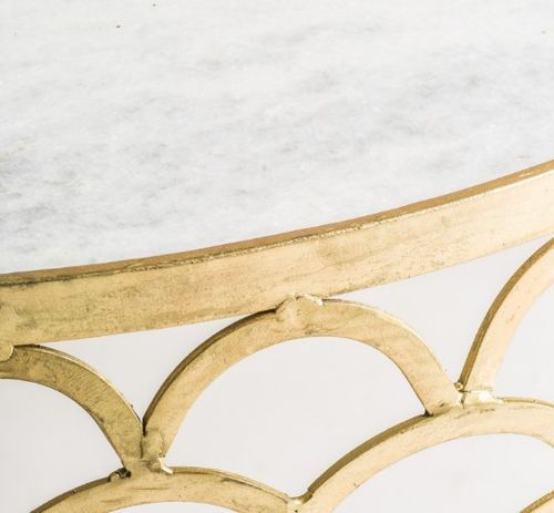 Table basse ronde art déco métal doré et plateau marbre Sacha - Photo n°3; ?>
