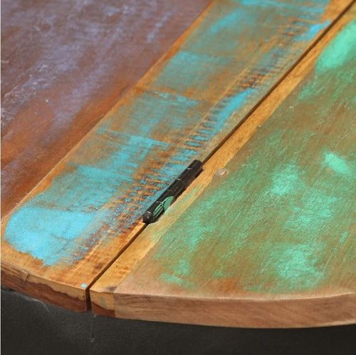 Table basse ronde bois de récupération et métal noir Tosah - Photo n°3; ?>