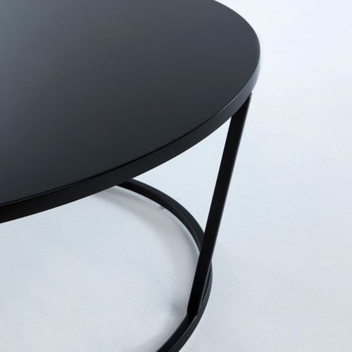 Table basse ronde bois et pieds métal noir D 90 cm - Photo n°2; ?>