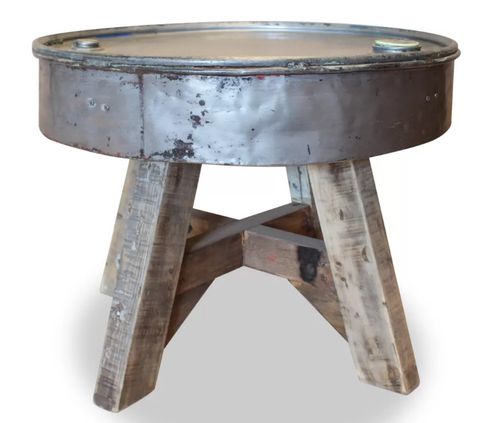 Table basse ronde bois massif recyclé et métal galvanisé Pury - Photo n°2; ?>