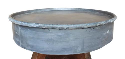 Table basse ronde bois massif recyclé et métal galvanisé Pury - Photo n°3; ?>