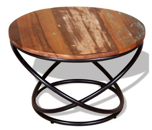Table basse ronde bois recyclé et métal noir Cloust - Photo n°2; ?>