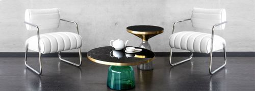 Table basse ronde design verre trempé gris et noir Kloche 75 cm - Photo n°2; ?>